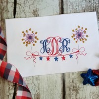 Stars and Sparklers Bunting Machine Embroidery Design for 4th of July